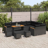 Garden Sofa Set with Cushion 13 pcs Black Poly Rattan - Side View