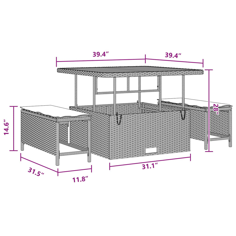 Garden Sofa Set 13 pcs 12-Seater Black Poly Rattan, image 9
