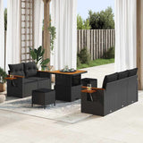 Garden Sofa Set with Cushion with Storage Black Poly rattan