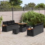 Garden Sofa Set with Cushion 11 pcs Black Poly Rattan - Side View