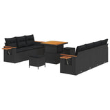 Garden Sofa Set with Cushion 13 pcs Black Poly Rattan