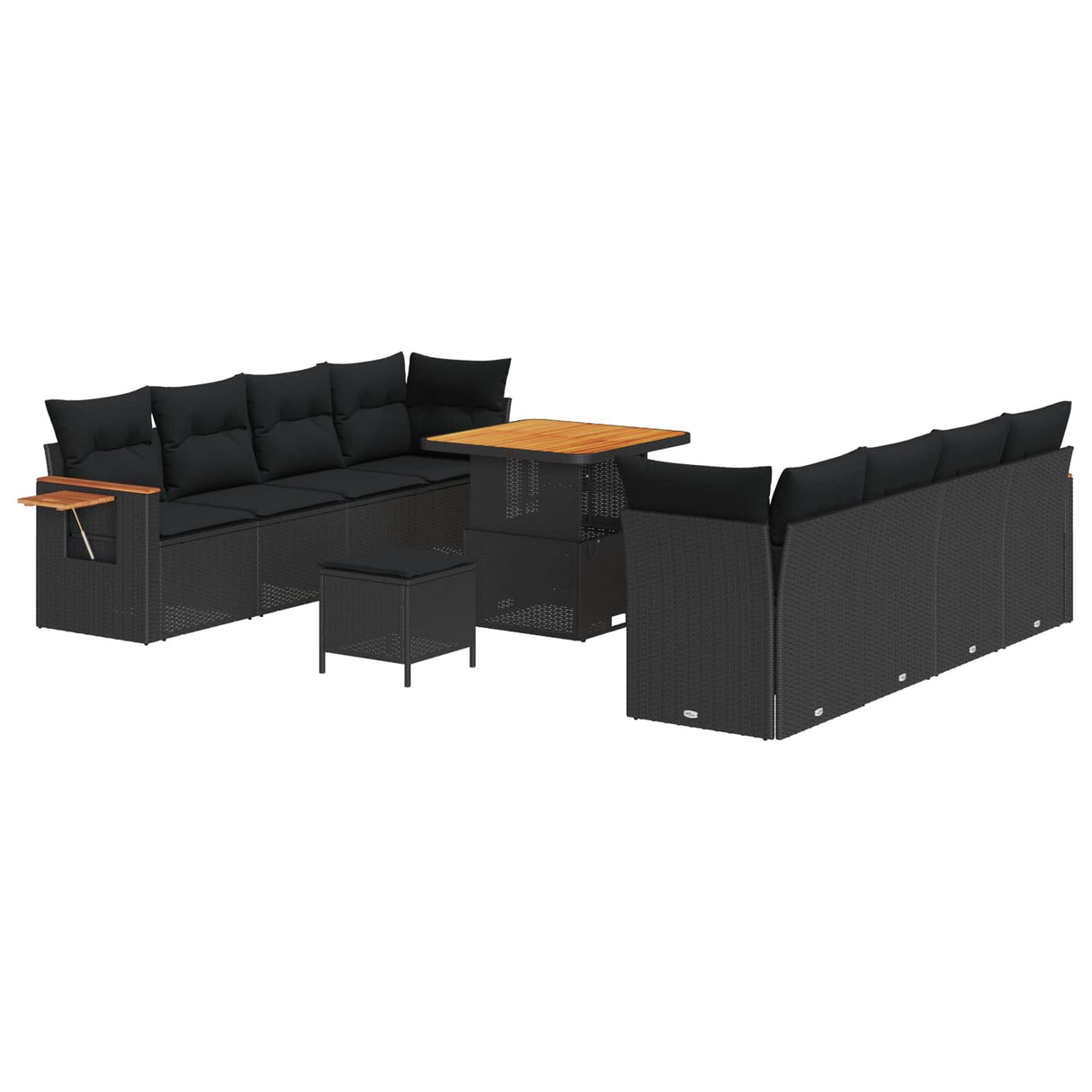 Garden Sofa Set with Cushion 12 pcs Black Poly Rattan