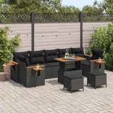 Garden Sofa Set with Cushion 10 pcs Black Poly rattan