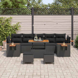 Garden Sofa Set with Cushion 10 pcs Black Poly rattan - Side View