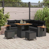 Garden Sofa Set with Cushion 8 pcs Black Poly rattan