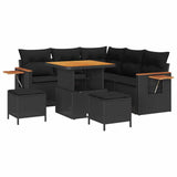 Garden Sofa Set with Cushion 8 pcs Black Poly rattan - Front View