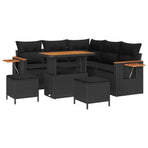 Garden Sofa Set 9 pcs 8-Seater Black Poly Rattan
