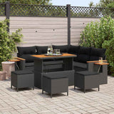 Garden Sofa Set with Cushion with Storage Black Poly rattan