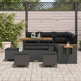 Garden Sofa Set with Cushion with Storage Black Poly rattan - Side View