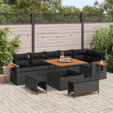Garden Sofa Set with Cushion 11 pcs Black Poly Rattan