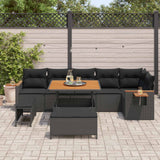 Garden Sofa Set with Cushion 11 pcs Black Poly Rattan - Side View