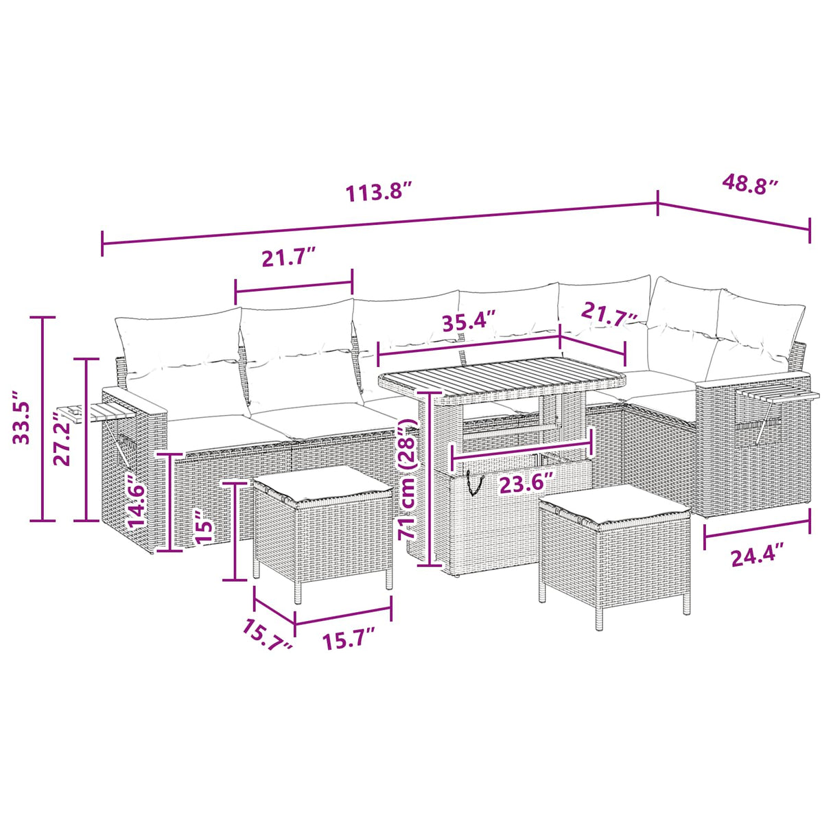 Garden Sofa Set with Cushion 11 pcs Black Poly Rattan