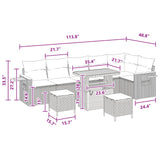 Garden Sofa Set with Cushion 11 pcs Black Poly Rattan - Rear View