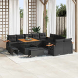 Garden Sofa Set with Cushion 17 pcs Black Poly Rattan
