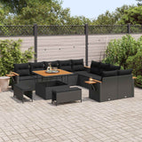 Garden Sofa Set with Cushion 17 pcs Black Poly Rattan - Side View