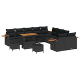 Garden Sofa Set with Cushion 17 pcs Black Poly Rattan