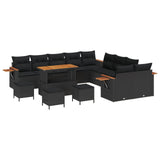 Garden Sofa Set with Cushion 18 pcs Black Poly Rattan