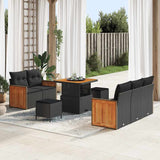Garden Sofa Set with Cushion with Storage Black Poly rattan