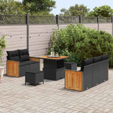 Garden Sofa Set with Cushion with Storage Black Poly rattan - Side View