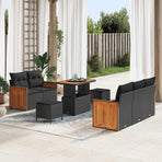 Garden Sofa Set 10 pcs 7-Seater Black Poly Rattan