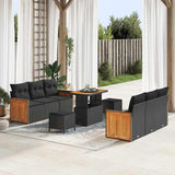 Garden Sofa Set 9 pcs Black Poly Rattan