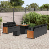 Garden Sofa Set with Cushion 13 pcs Black Poly Rattan - Side View