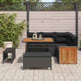 Garden Sofa Set with Cushion 9 pcs Black Poly Rattan - Side View