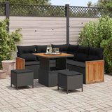 Garden Sofa Set 8 pcs Black and Brown Poly Rattan
