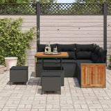 Garden Sofa Set 8 pcs Black and Brown Poly Rattan - Side View