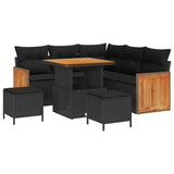 Garden Sofa Set 8 pcs Black and Brown Poly Rattan - Front View