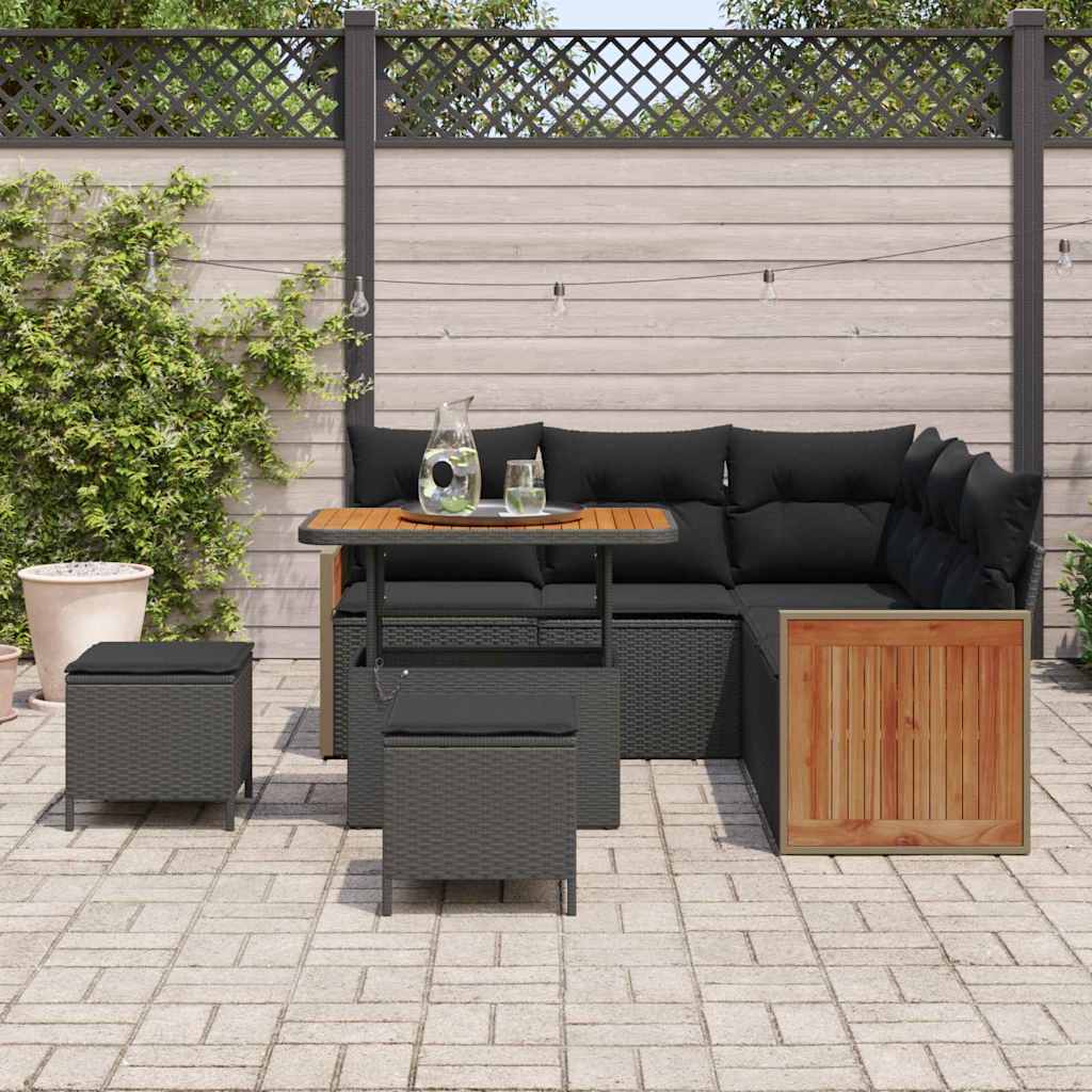 Garden Sofa Set 8 pcs Black Poly Rattan