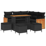 Garden Sofa Set with Cushion 9 pcs Black Poly Rattan