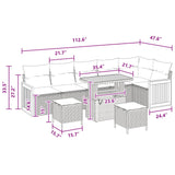 Garden Sofa Set with Cushion 11 pcs Black Poly Rattan - Low Angle