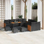 Garden Sofa Set 18 pcs 11-Seater Black Poly Rattan