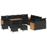 Garden Sofa Set with Cushion 18 pcs Black Poly Rattan