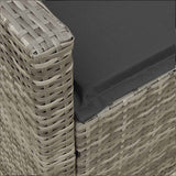 Garden Sofa with Cushions Grey Poly Rattan - Close-Up Angle