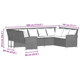 Garden Sofa with Cushions Grey Poly Rattan - Extra Image