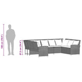 Garden Sofa with Cushions Grey Poly Rattan
