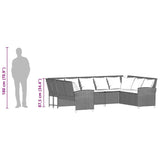 Garden Sofa with Cushions Grey Poly Rattan - Extra Image