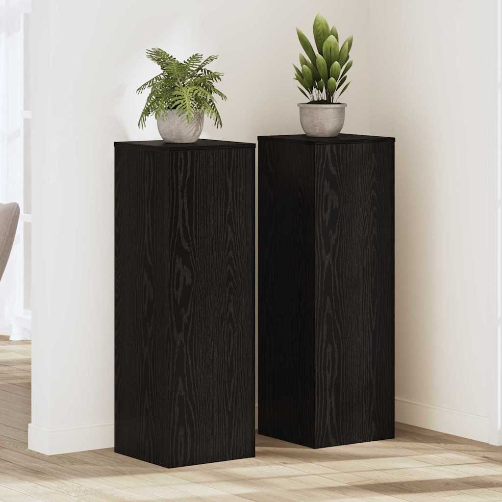 Plant Stand 2 pcs Black Oak 33 x 33 x 100 cm Engineered Wood