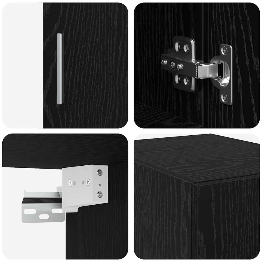 Storage Cabinet with Shelves Black Oak 30 x 42,5 x 225 cm