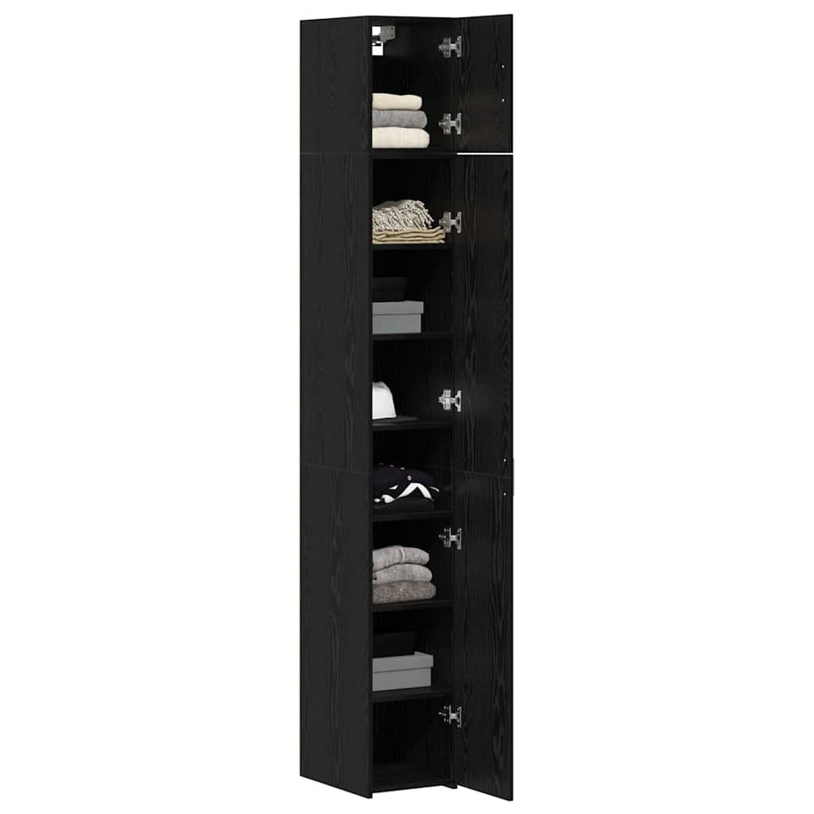 Storage Cabinet with Shelves Black Oak 30 x 42,5 x 225 cm