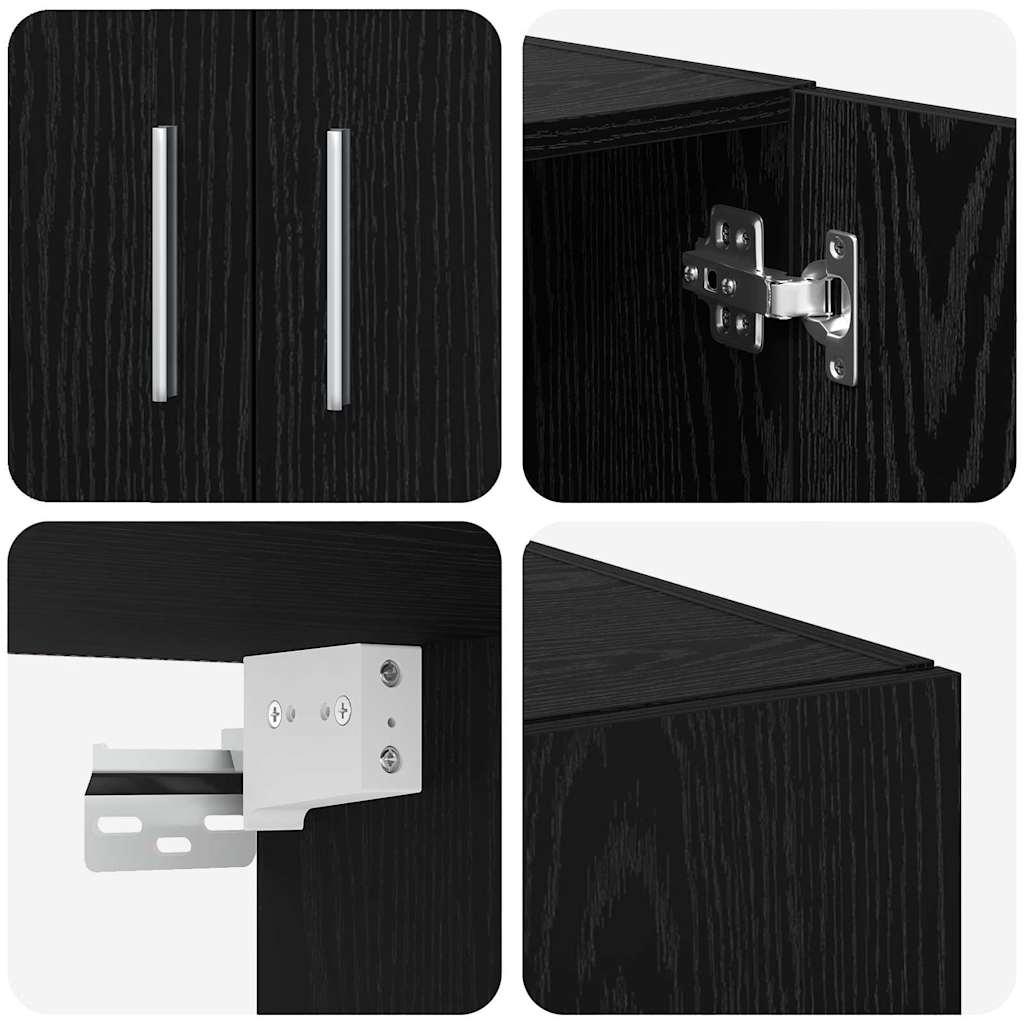 Storage Cabinet 2 pcs Black Oak 70 x 42,5 x 185 cm
