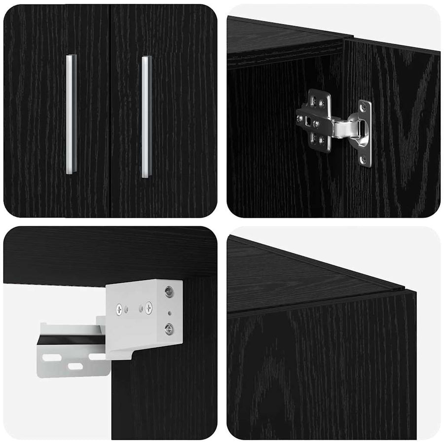 Storage Cabinet 2 pcs Black Oak 70 x 42,5 x 185 cm