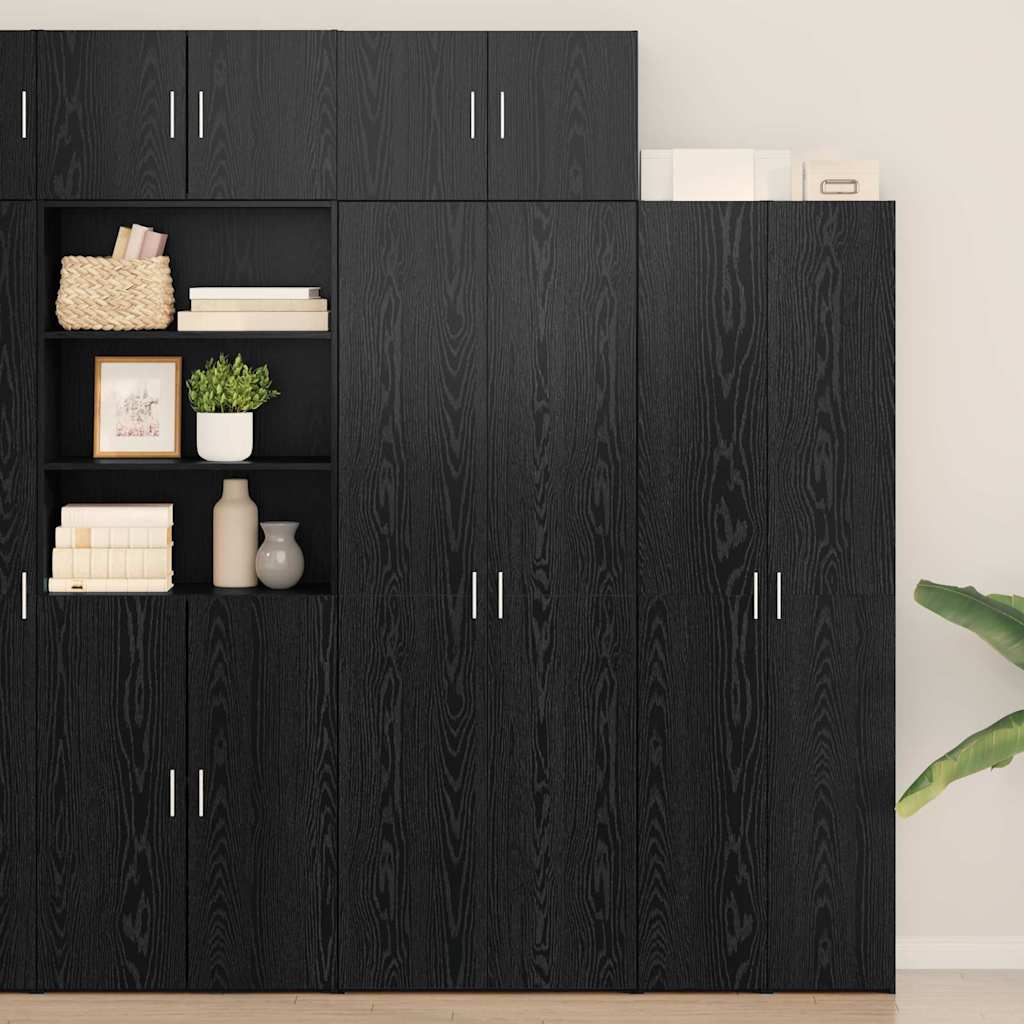 Storage Cabinet 2 pcs Black Oak 70 x 42,5 x 185 cm