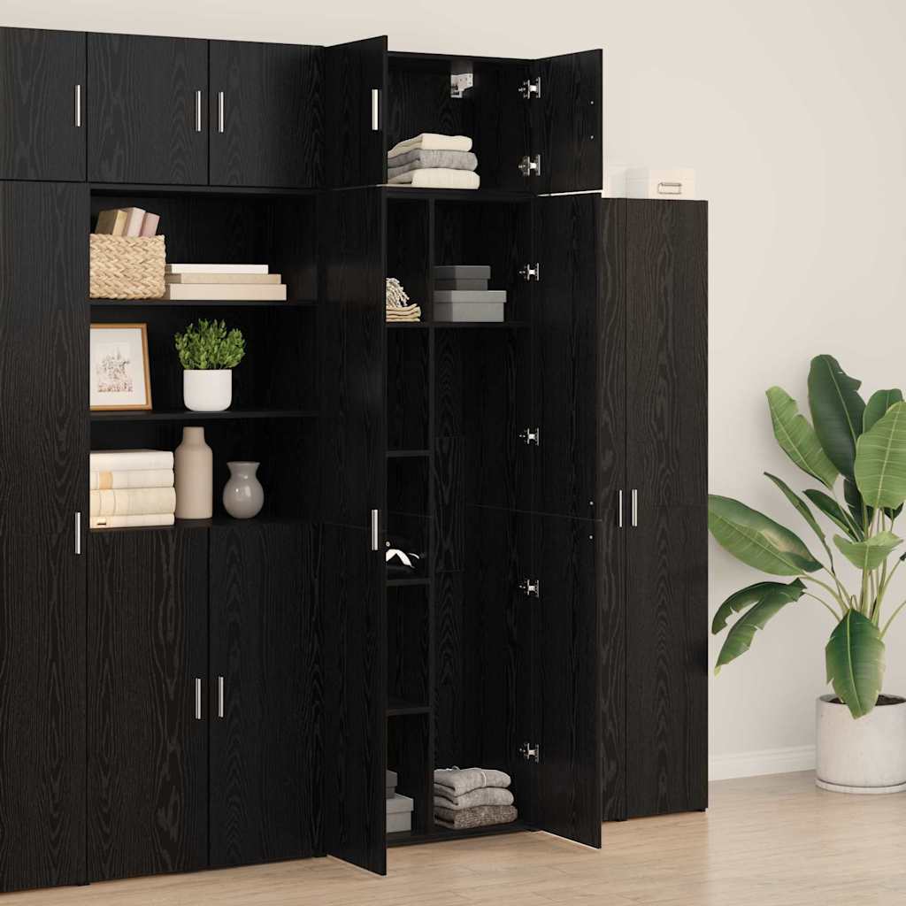 Storage Cabinet 2 pcs Black Oak 70 x 42,5 x 185 cm