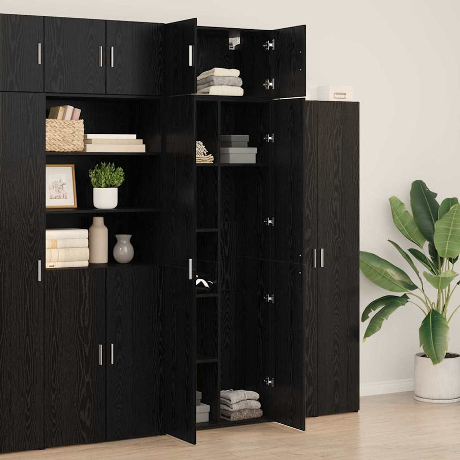 Storage Cabinet 2 pcs Black Oak 70 x 42,5 x 185 cm