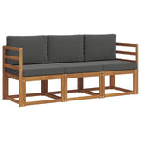 Outdoor Sofa Set with Cushion 3 pcs Natural and Anthracite