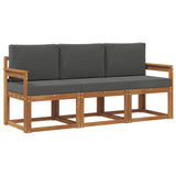 Outdoor Sofa Set with Cushion 3 pcs Natural and Anthracite - Front View