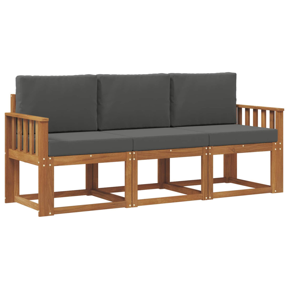 Outdoor Sofa Set with Cushion 3 pcs Natural and Anthracite